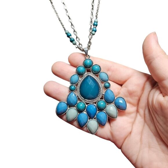 Turquoise Cascade Pendant Necklace (NWOT) - Picture 4 of 11